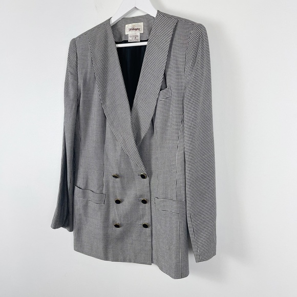 Vintage Worthington Houndstooth Rayon Blazer 8 - Picture 2 of 9